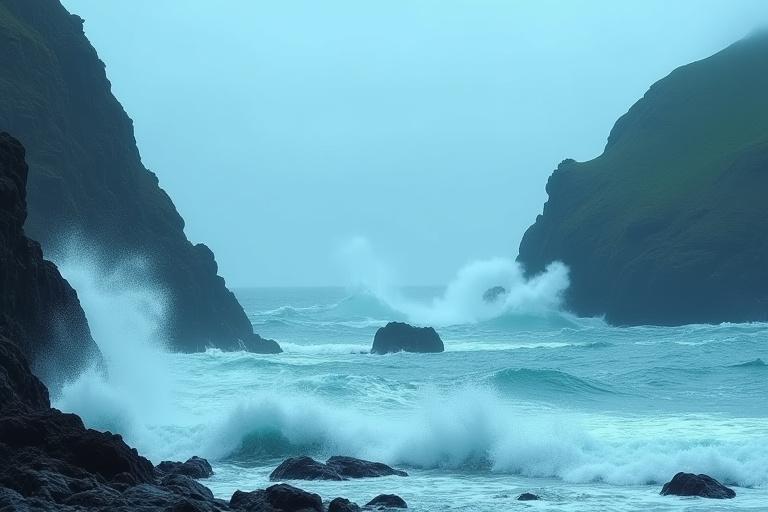 Video: Dramatische Küstenlandschaft mit tosenden Wellen